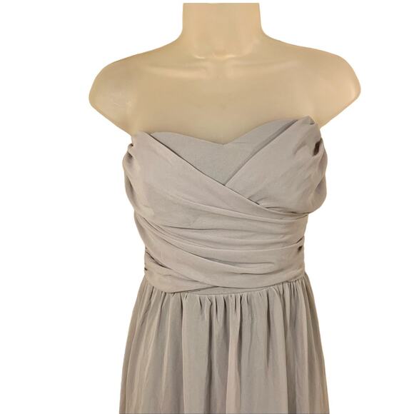 Lulu's Moonlight Serenade Gray Strapless Maxi Chiffon Dress Size M Formal - Picture 6 of 13